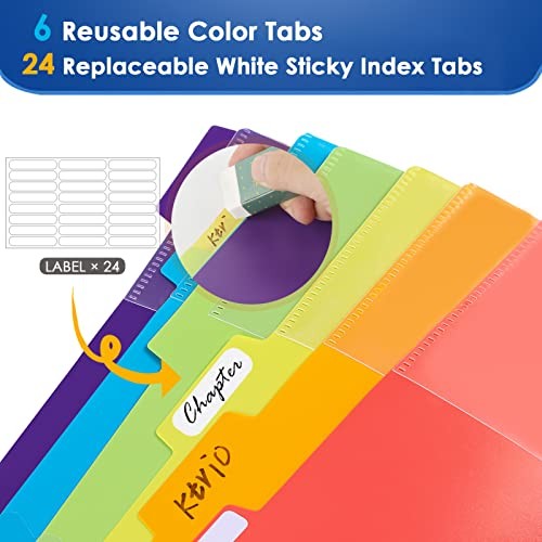 12 Pocket Poly Project Organizer, Spiral Binder 12 Pockets Rectangular Tab