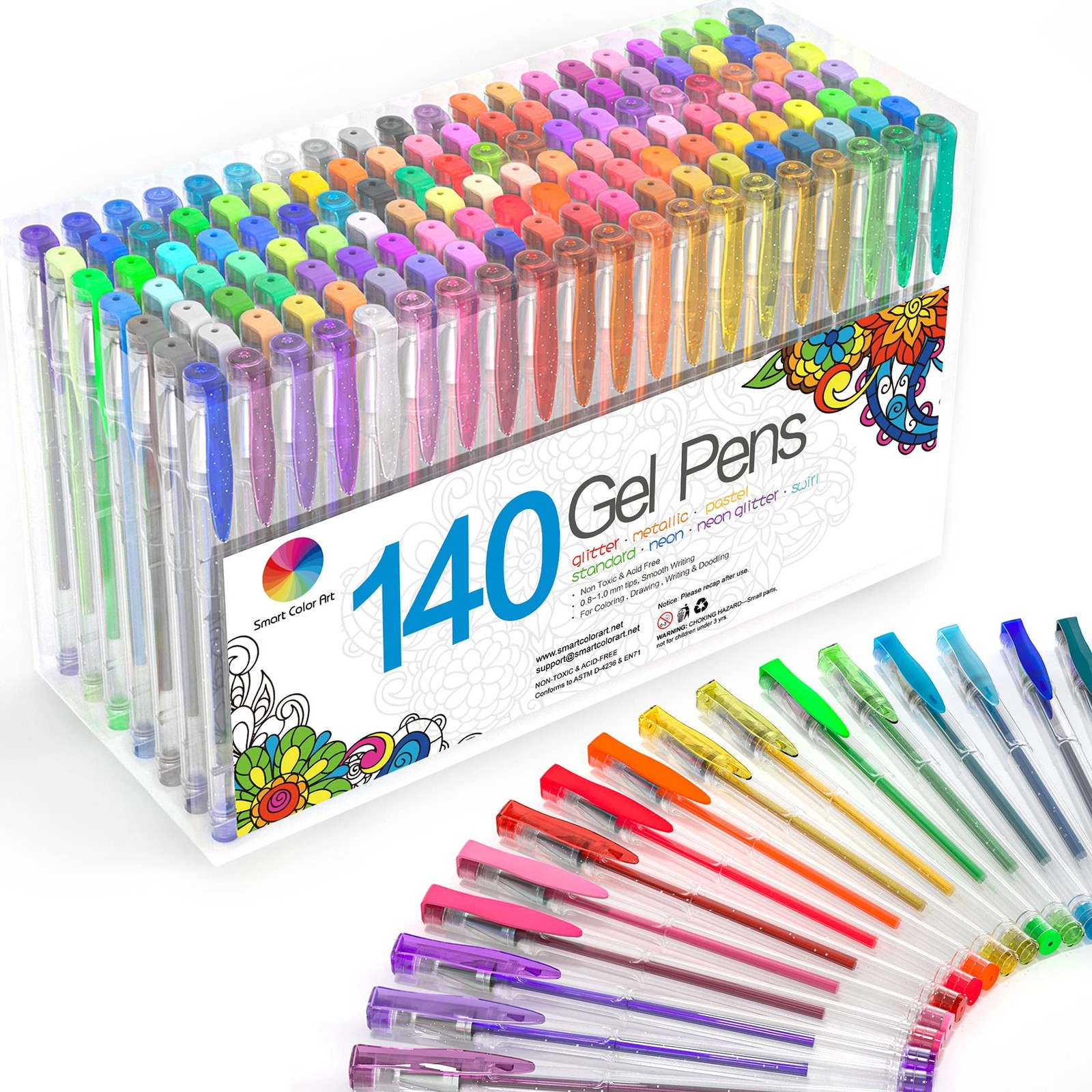 Smart Color Art 140 Colors Gel Pens Set 1 Count (Pack of 140), Multicolor
