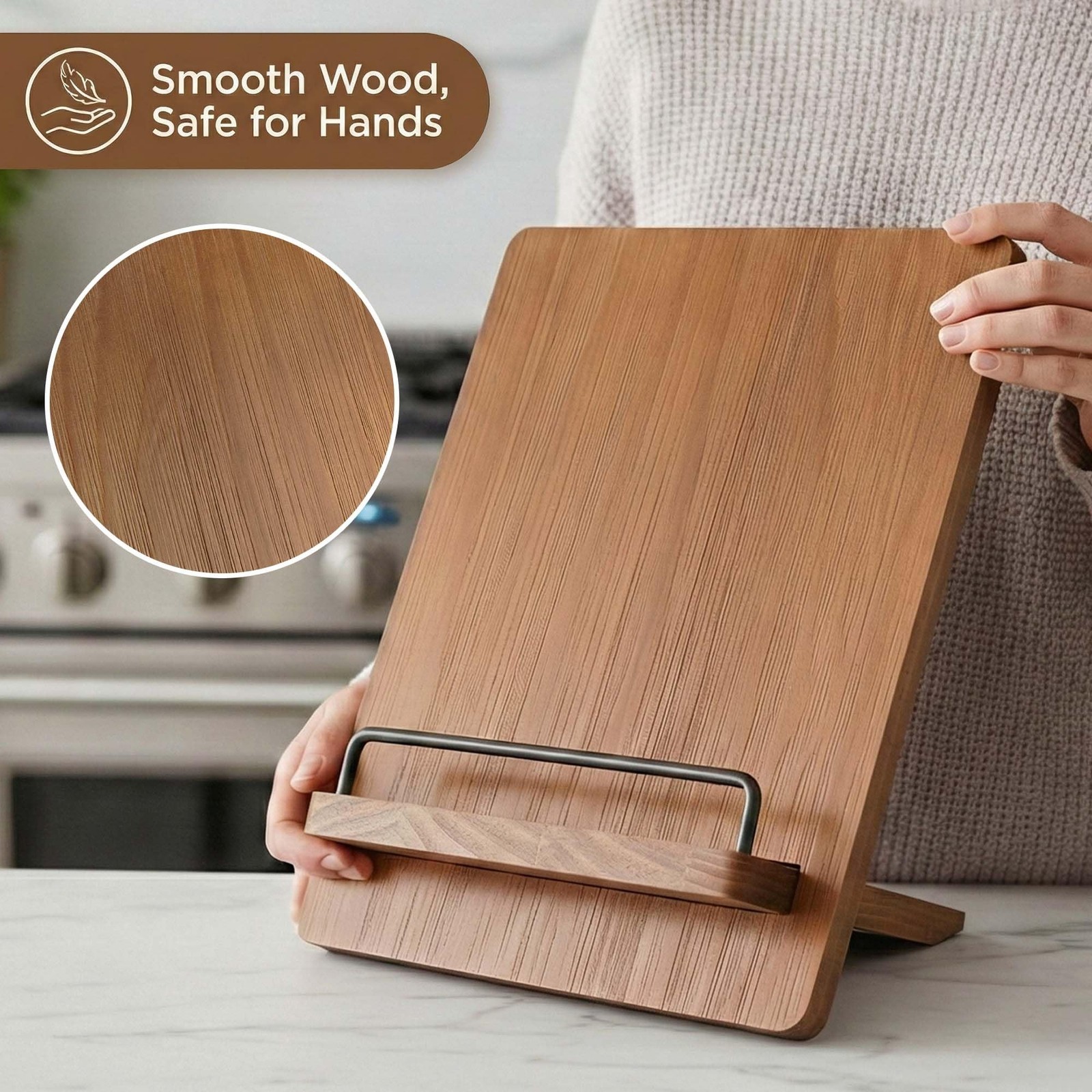Wood Cookbook Stand Cookbook Holder: Kitchen Adjustable Cookbook Holder Recip…