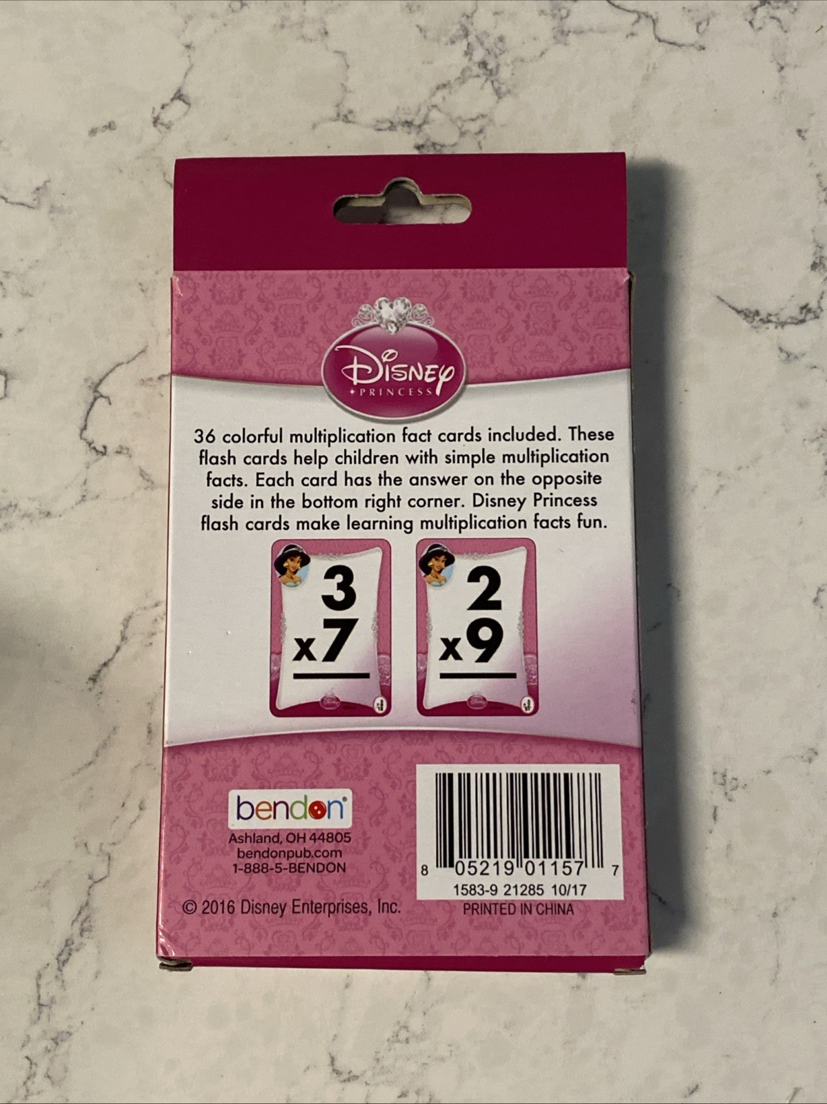 1 pack Disney Princess Multiplication flash cards home school 36 cards New