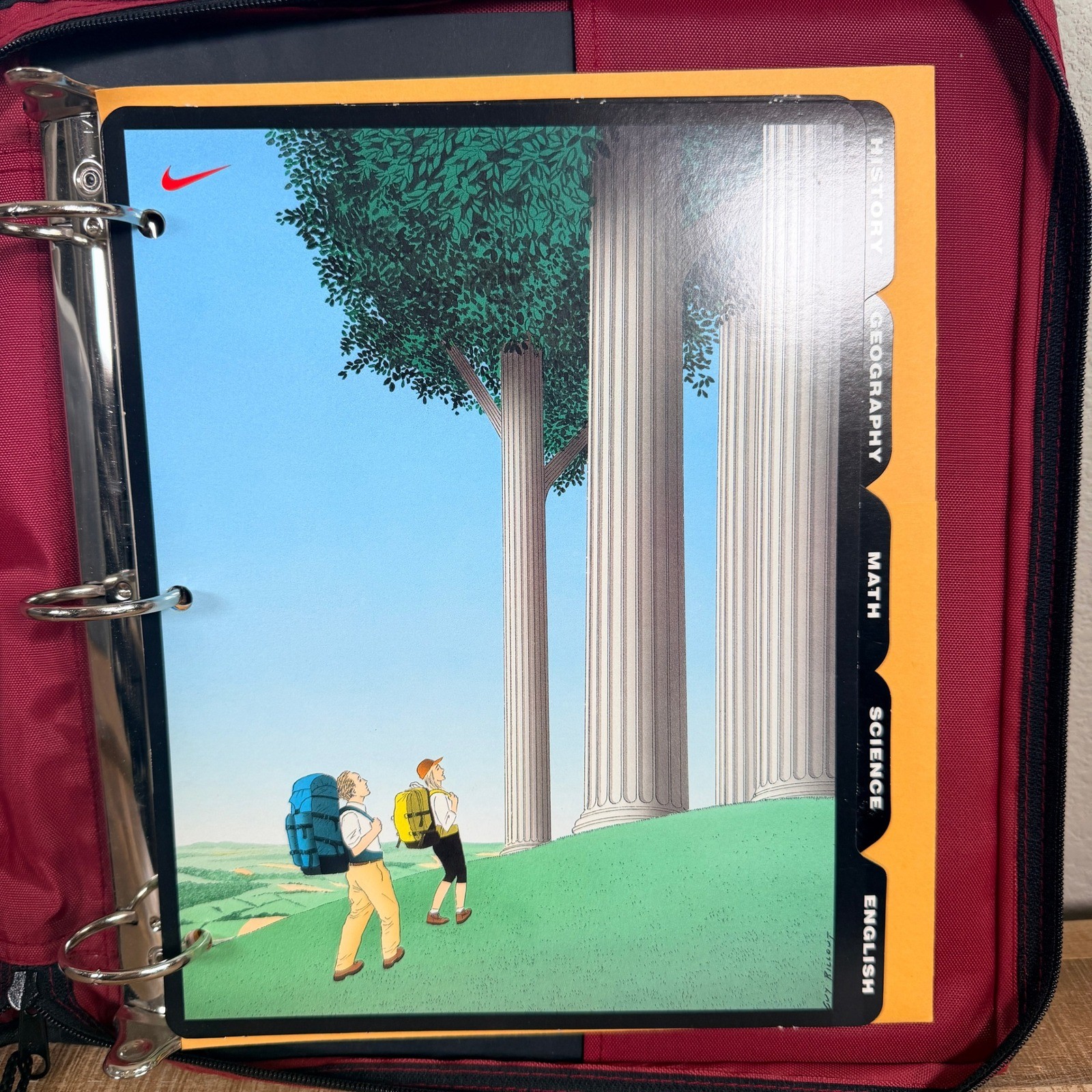 Vintage 90s Nike Trapper Keeper Mead Zipper Binder Unisex Red Black Look Inside