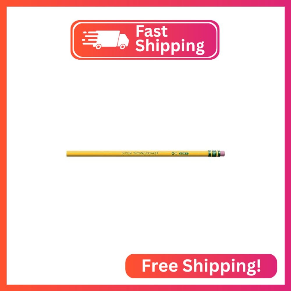Ticonderoga Wood-Cased Pencils, Unsharpened, 2 HB Soft, Yellow, 24 Count