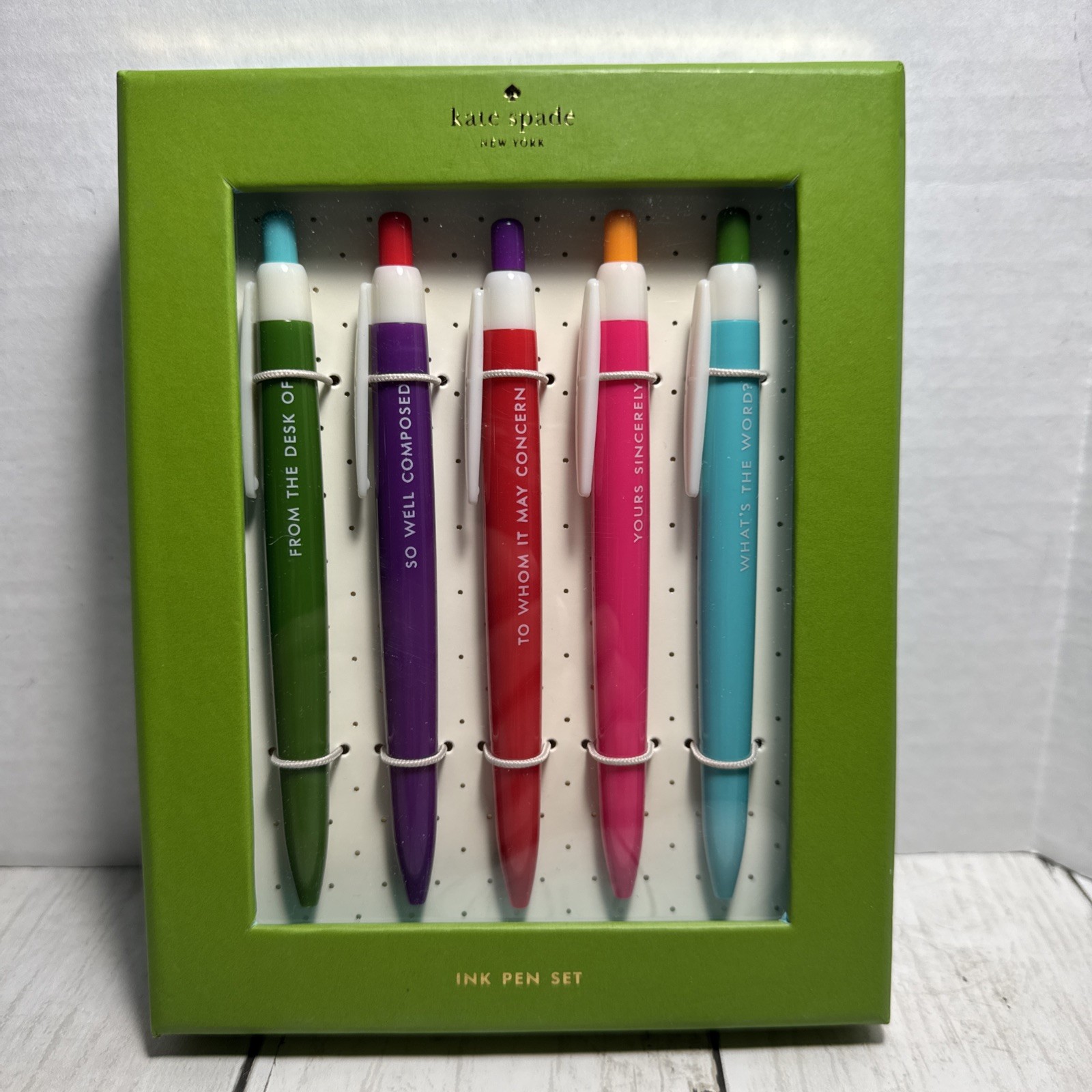 KATE SPADE Pen Set with Quotes 5 Assorted Pens
