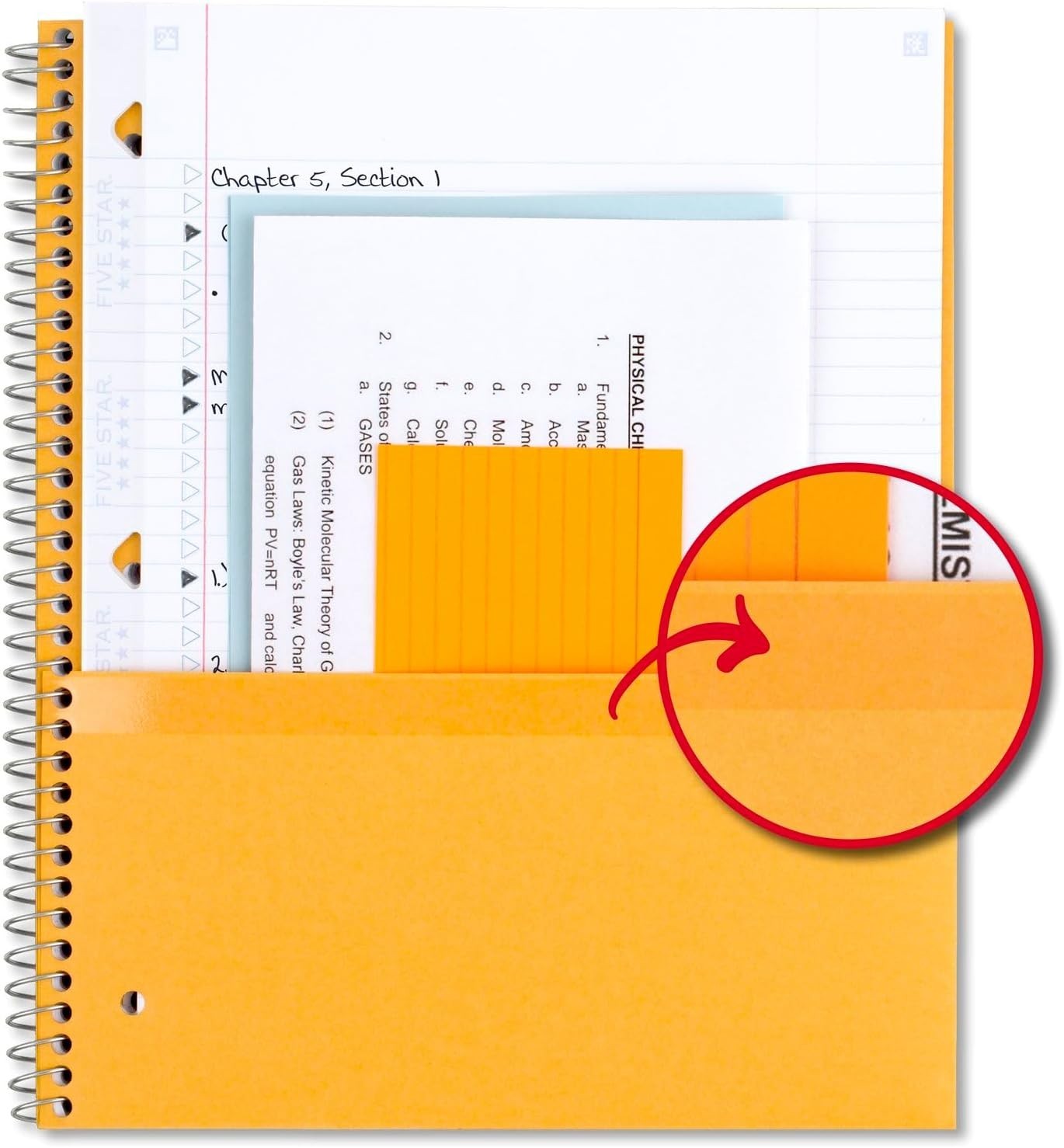 Spiral Notebook + Study App, 6 Pack, 5 Subject, Co