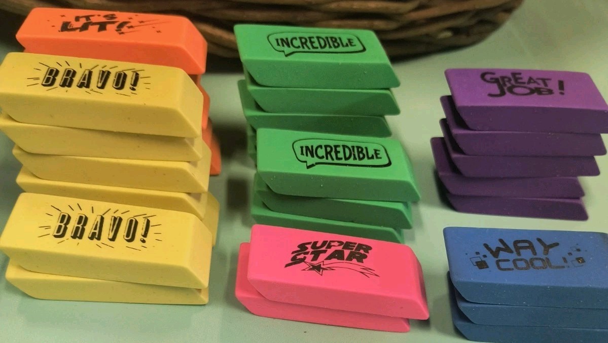 Erasers, 30-Pack Large Block, Colorful (Out of box, still NEW)