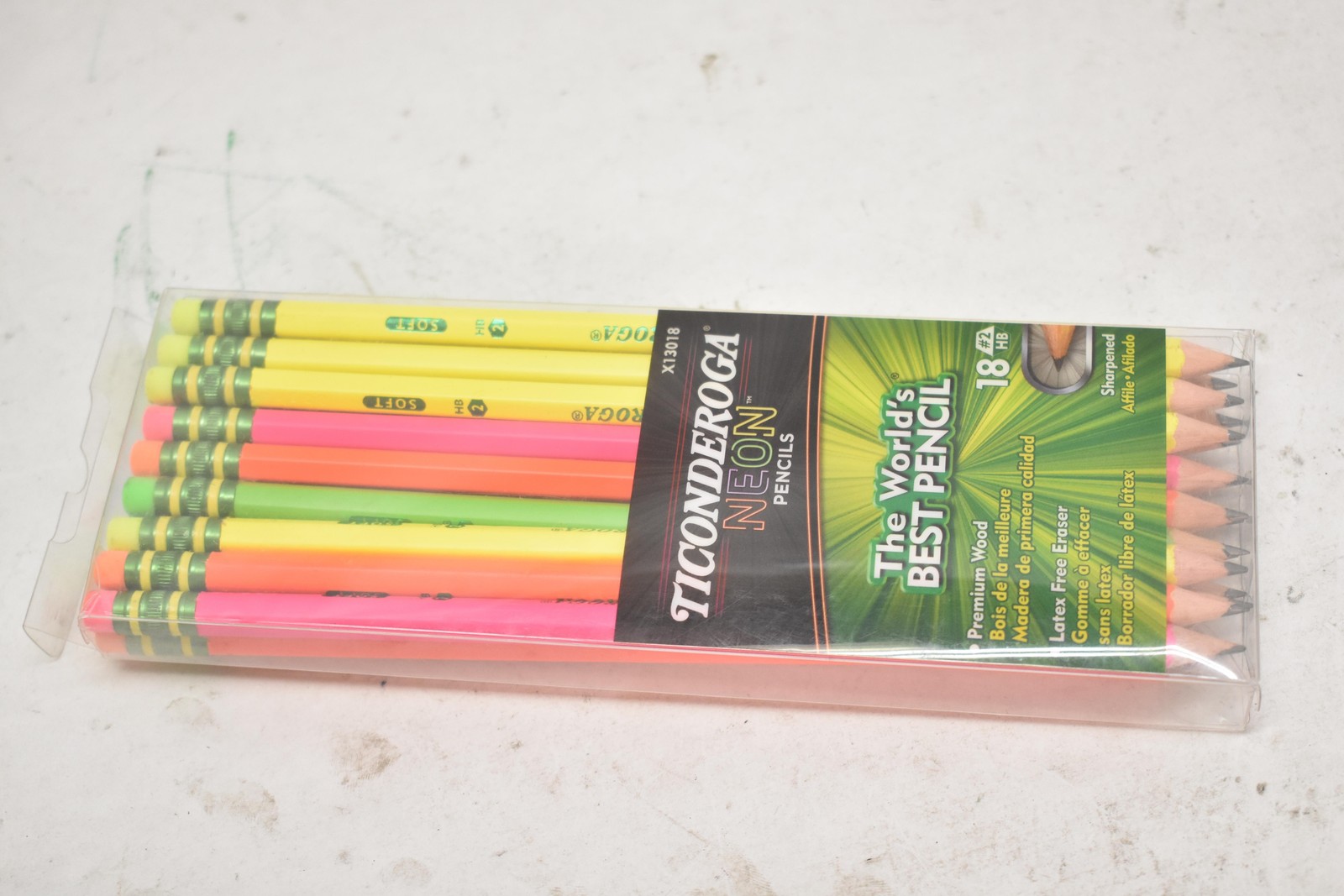 Ticonderoga Neon Pencils 18 Pack #2 HB Sharpened Latex Free School Multi-Color