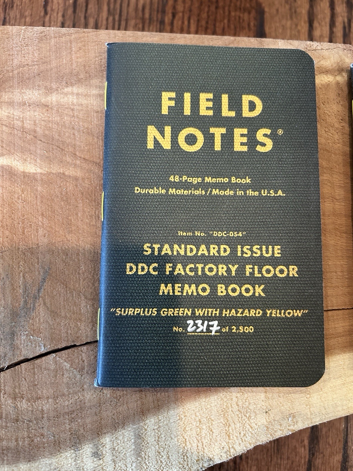 Field Notes DDC Factory Floor Memo Book Surplus Green with Hazard Yellow
