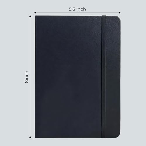 Journal Notebook, 160 Pages, A5 Medium Size 5.6″ x 8″ for Men Black Lined