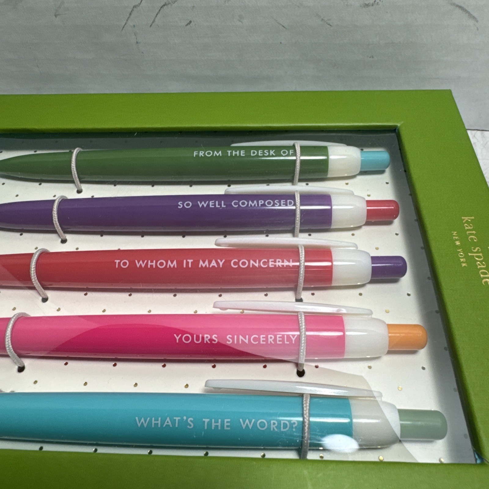 KATE SPADE Pen Set with Quotes 5 Assorted Pens