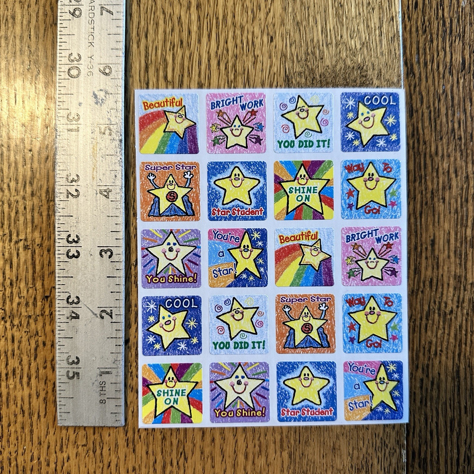 Vtg Carson Dellosa 90s Y2K Kid Drawn Stickers Stars Reward 4 Sheets Nostalgic