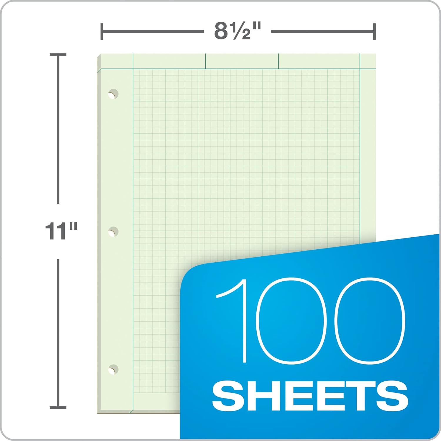 Engineering Notebooks, Graph Notebooks, 3 Pk Quad Ruled Pad, 8-1/2″ X 11″, Glue