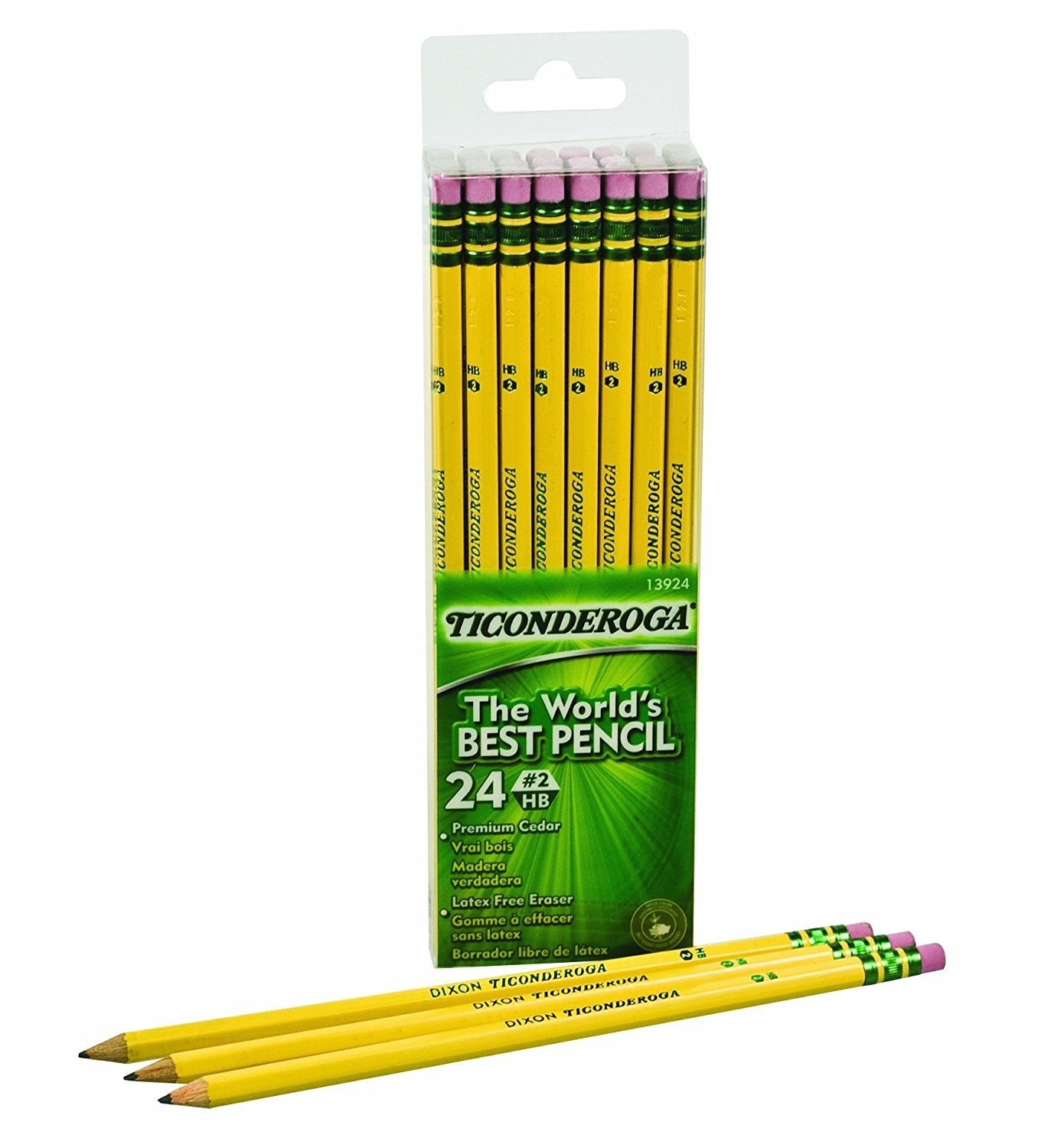 Ticonderoga 2 Pencils Wood-Cased 6 24-Count Hang-Tab Boxes Total 144 Pencils