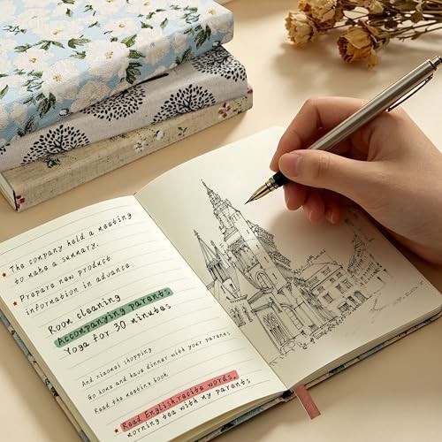 Floral Journal,Notebook,Linen Hardcover Journals, 5″x7″Notebook, Lined & B6 A
