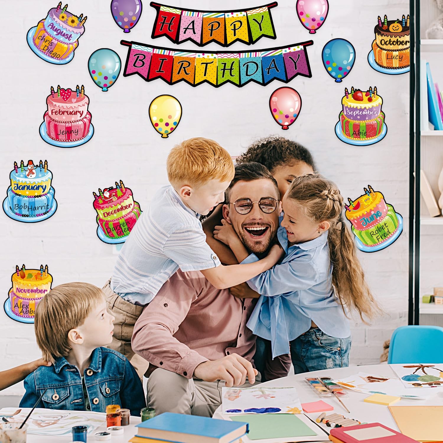 Outus 20 Pcs Happy Birthday Bulletin Board Set Chart Classroom Black