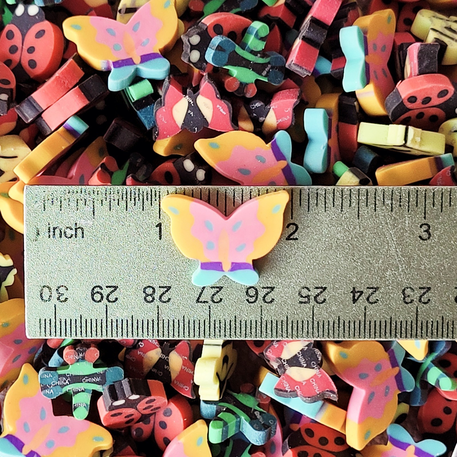 200 PCS Mini Erasers For Kids Butterfly Ladybug Bumblebee Nature Bulk Lot