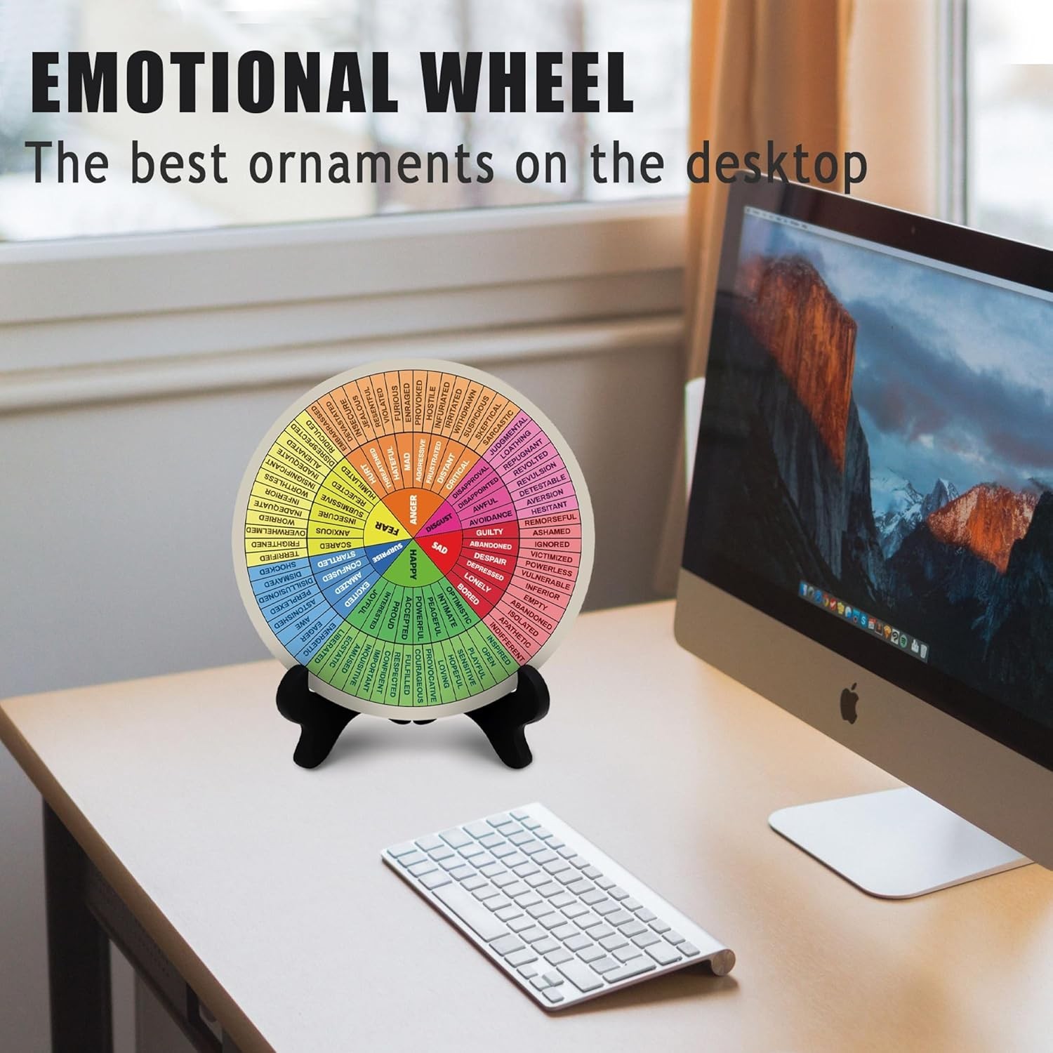 Emotion Wheel, Double-Sided Feelings Wheel with Stand, Counseling Office (ML, 1)