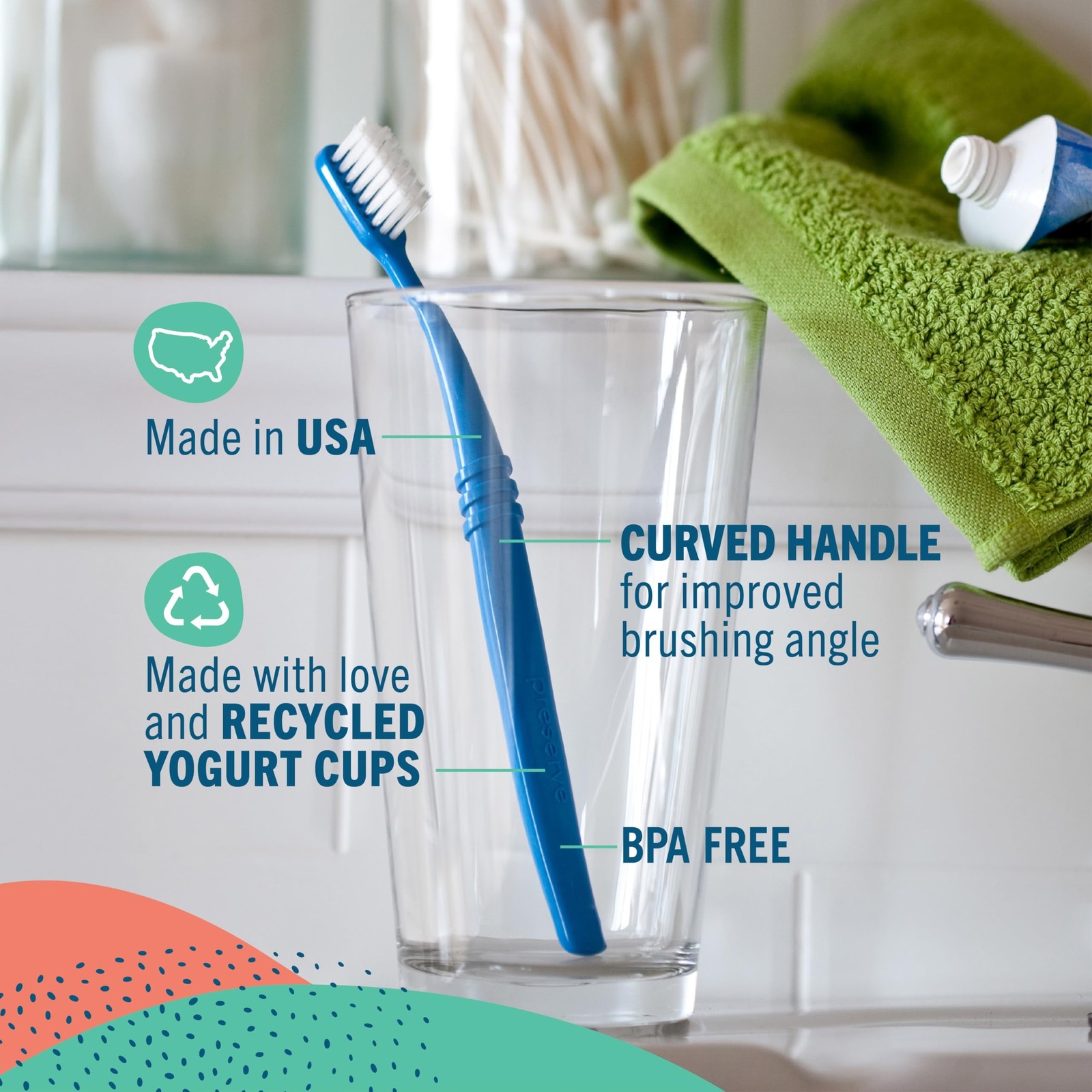 Preserve Eco Friendly Adult Toothbrushes, Made in The USA from Recycled Plast…