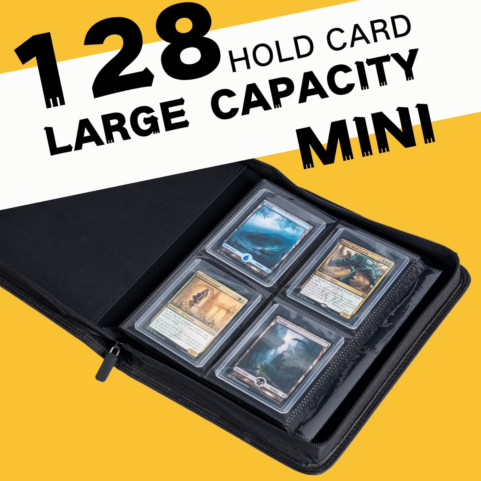 Top loader Binder, Holds 128+ Toploaders, 4 Pocket Top Loader Card Storage Ca…