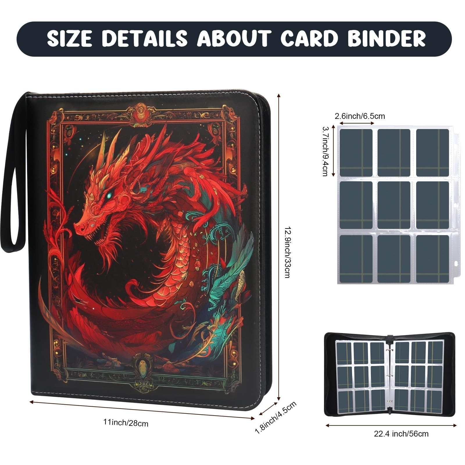 Card Binder 9 Pocket, Othran Trading Card Binder 900 Pockets with 50 Removabl…