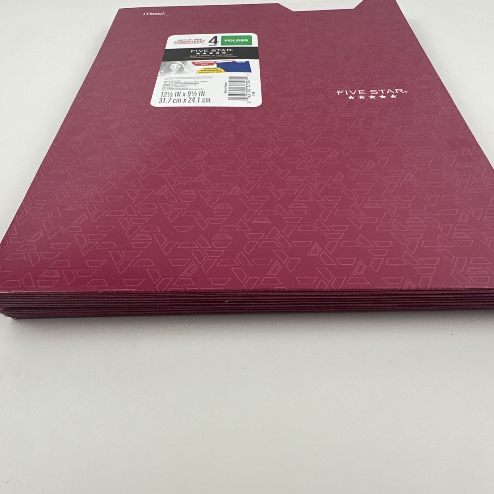 Mead Five Star 4 Pocket Paper Folder QTY 9 3-Whole Punch Pink