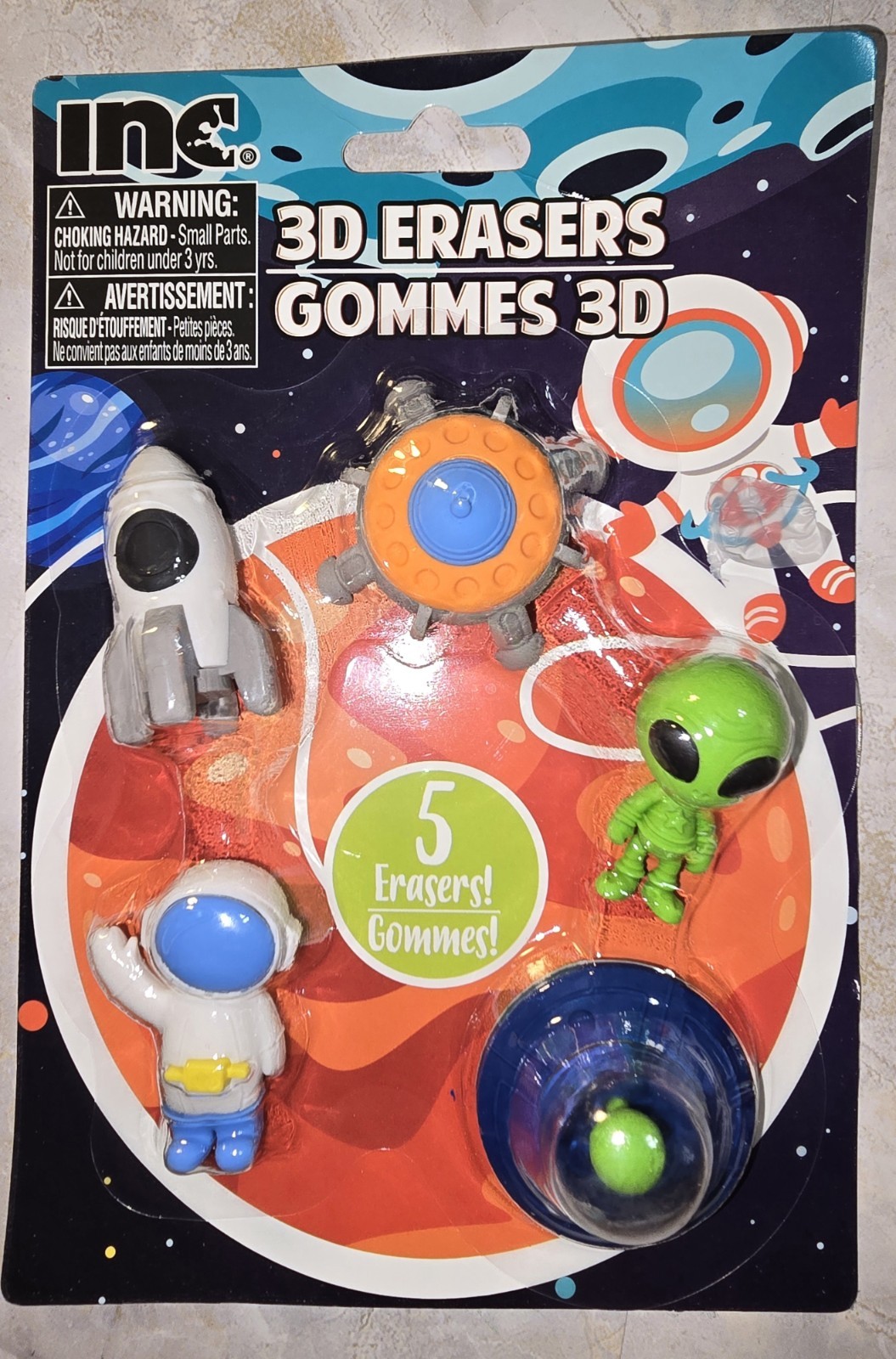 Lot of 2 INC 3D Eraser Sets Sports & Space Themes 10 Total Erasers New