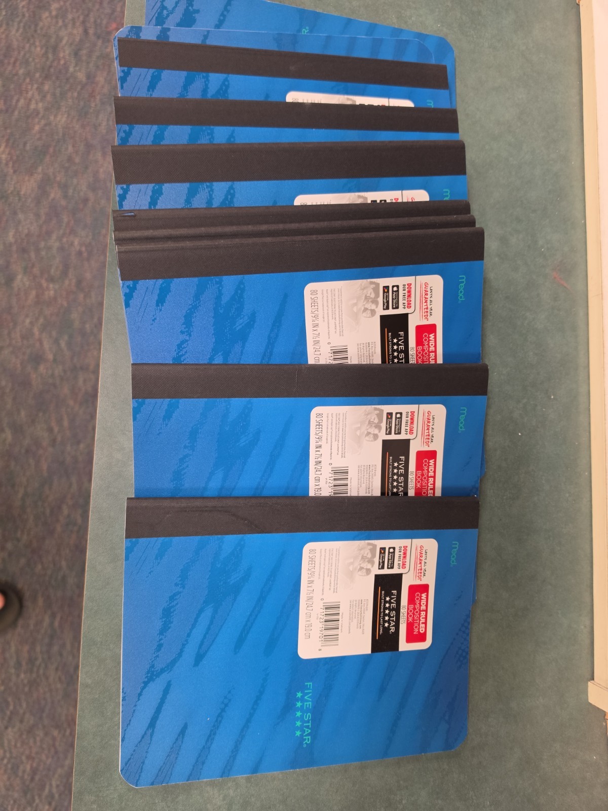 Lot of 10 NEW Mead Five Star Wide Ruled Composition Book 80 Sheets Blue Yellow