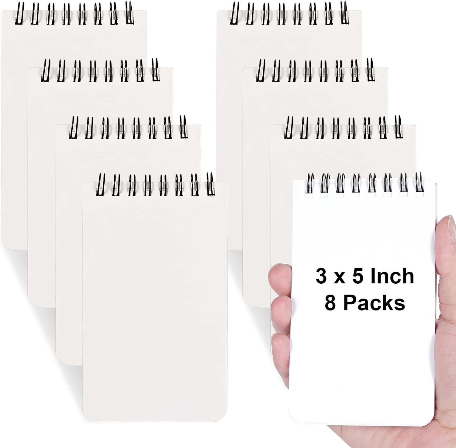 [8 Packs] 3×5 Blank Pocket Notebook 50 Sheets Small Sprial Notebooks for Grocery