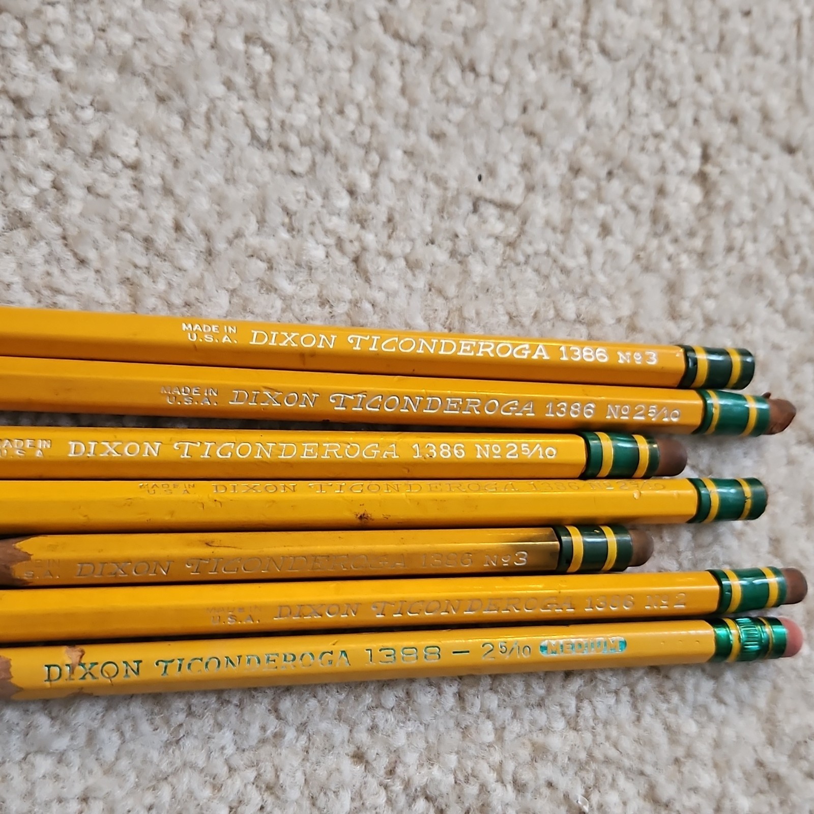 Lot of 7 Dixon Ticonderoga Yellow Pencils Assorted Numbers