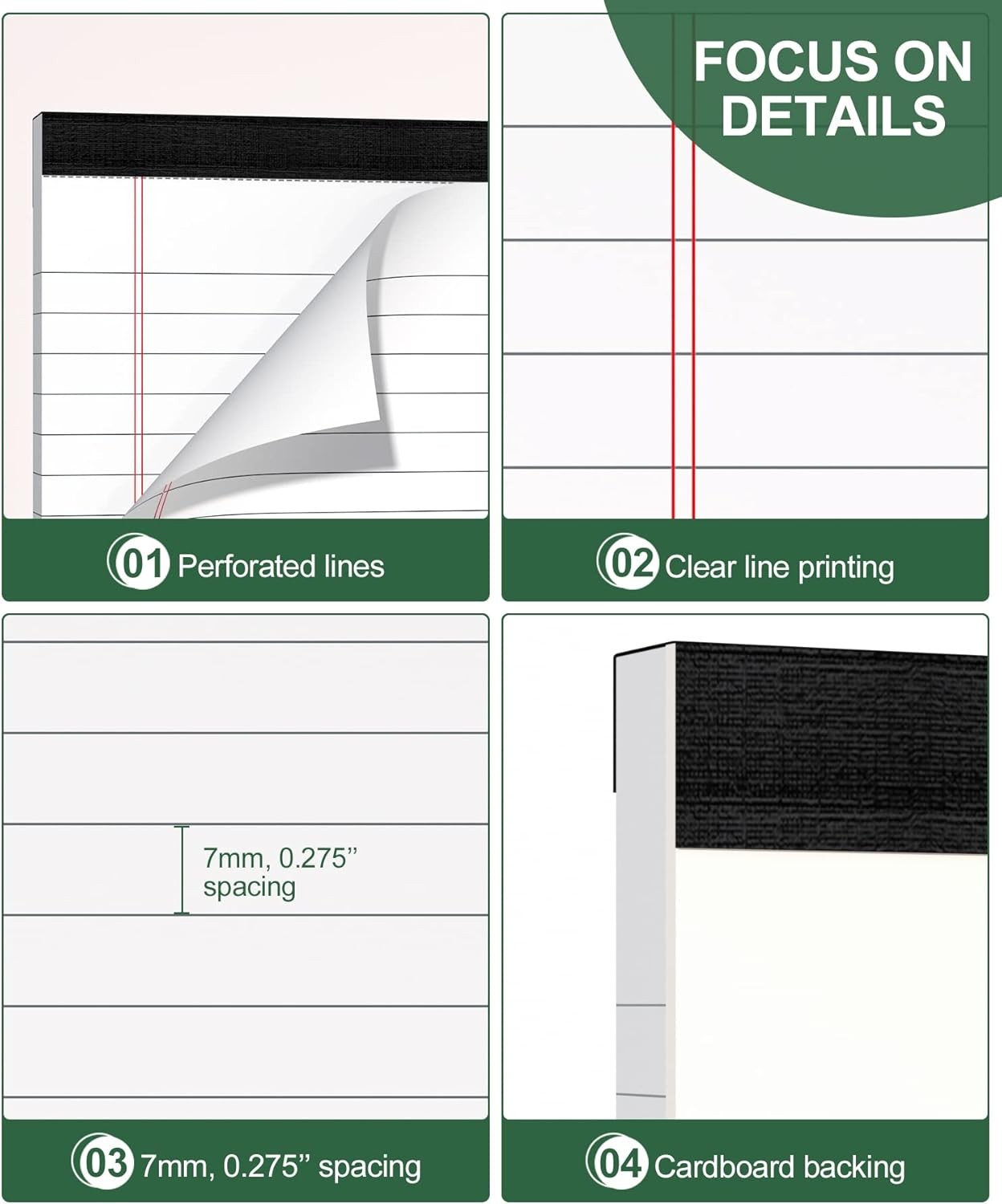 8 Pack Note Pads 4×6 Inch, White Mini Legal Pads, Small Writing Pads, Notepads