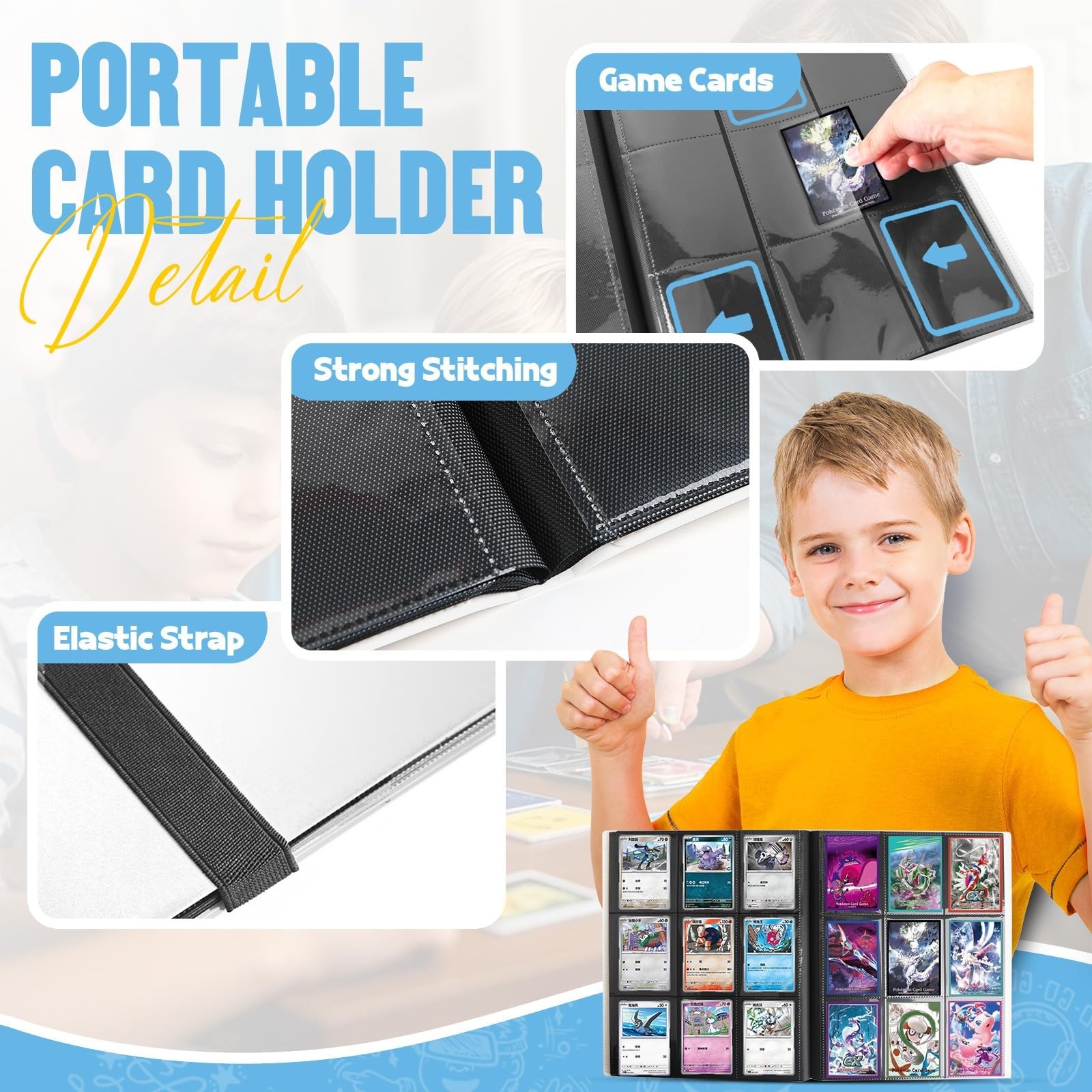 Card Binder 9-Pockets, Trading Card Binder, 20 Pages, 360 Card Capacity PU Co…