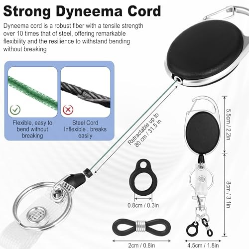 4 Pack Retractable Pencil Holder with 31.5″ Dyneema Cord,Silicone Pen Clip,