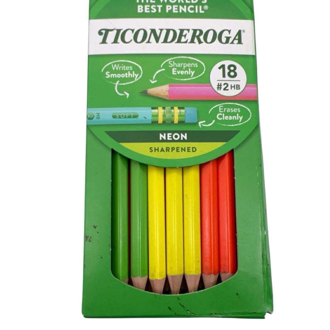 Ticonderoga Neon Sharpened Pencils, 18 Count, #2 HB – Bright Colors