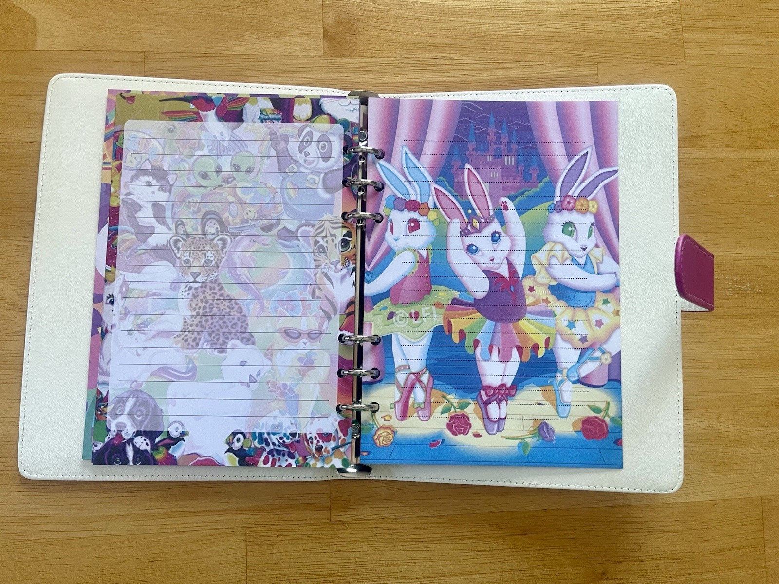 Lisa Frank A5 6 Ring Binder/Notebook /Journal With Paper