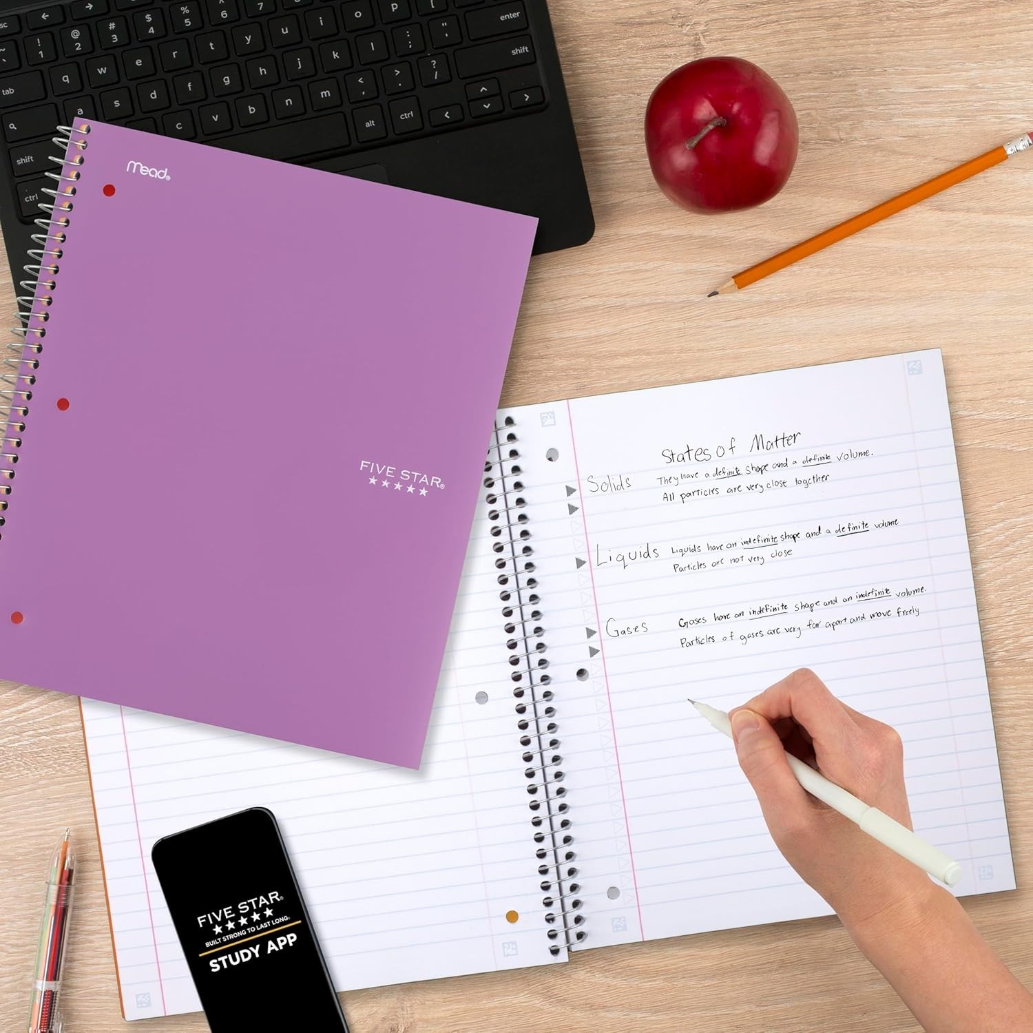 Amethyst Purple Spiral Notebook – 100 Wide Ruled Sheets, Water Resistant