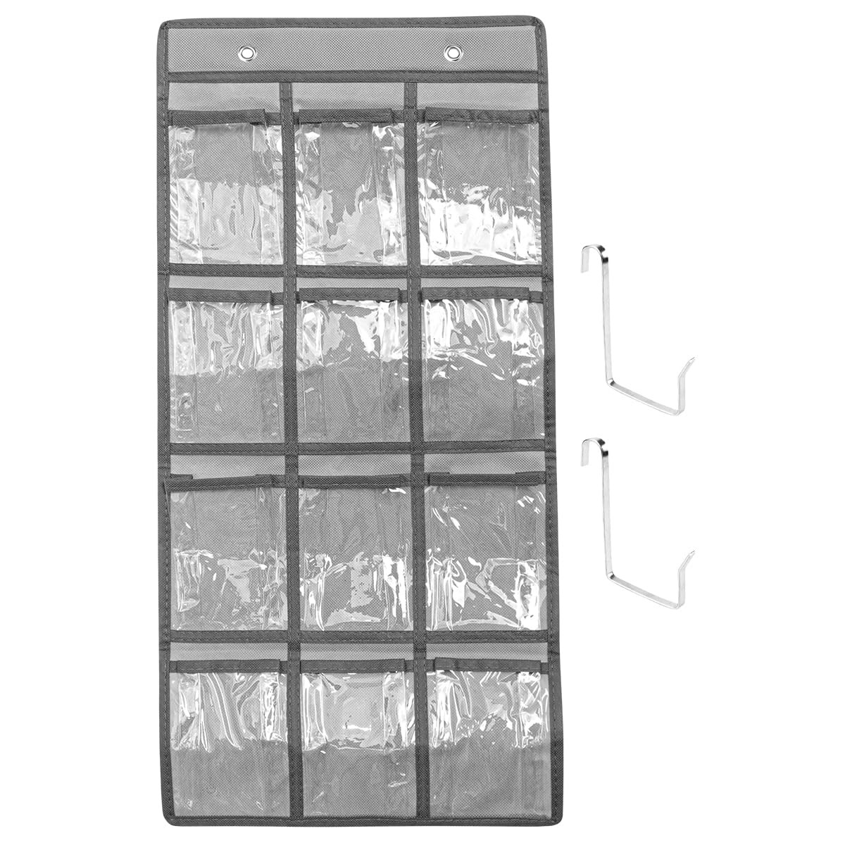 12 Pocket Clear Classroom Pocket Chart with 4 Pcs Metal Connectors,Hanging St…