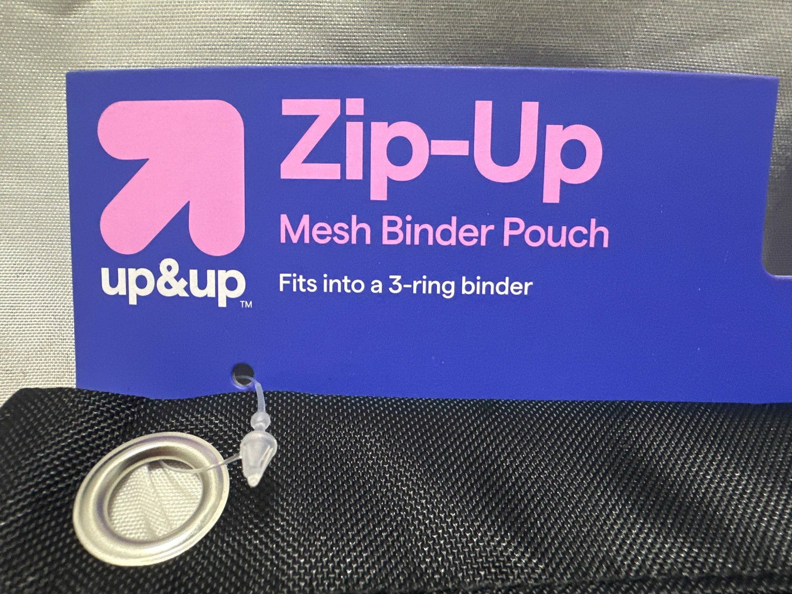 Up&Up Zip-Up Mesh Binder Pouch Black 10″ x 7.25″ 3 Ring Zipper Pencil Case