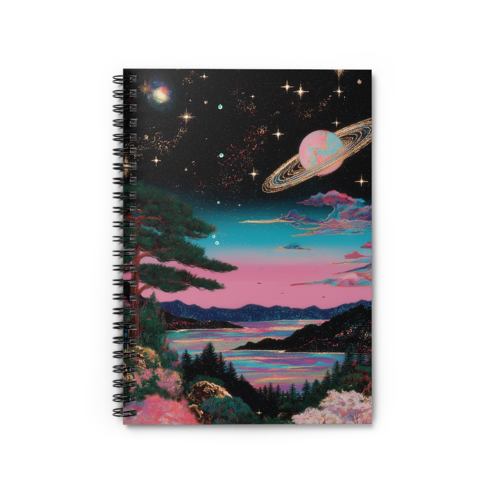 Cosmic Landscape Spiral Notebook – Ruled Line, Starry Sky Journal
