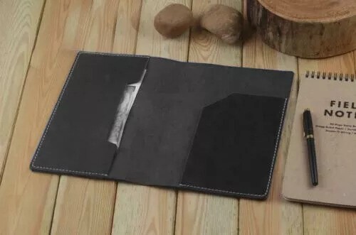 Leather Field Notes Cover Book Holder Refillable Black Gift Portfolio Case 6×9