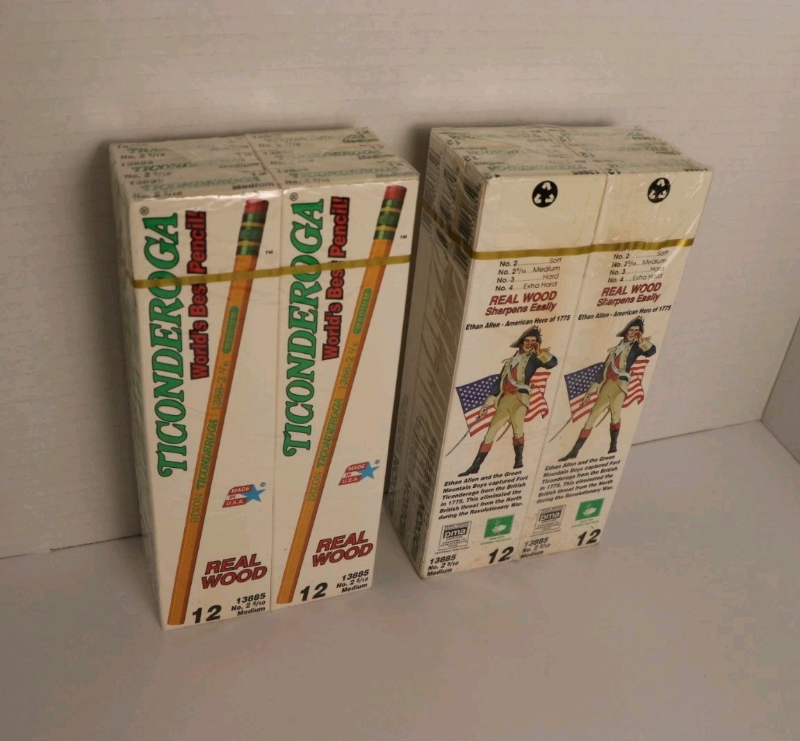 Vintage 12 Boxes Wood Pencils Dixon Ticonderoga No. 2 1/2 Medium Pencils