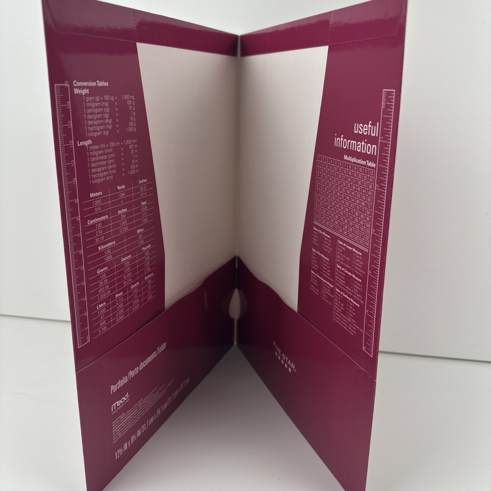 Mead Five Star 4 Pocket Paper Folder QTY 9 3-Whole Punch Pink