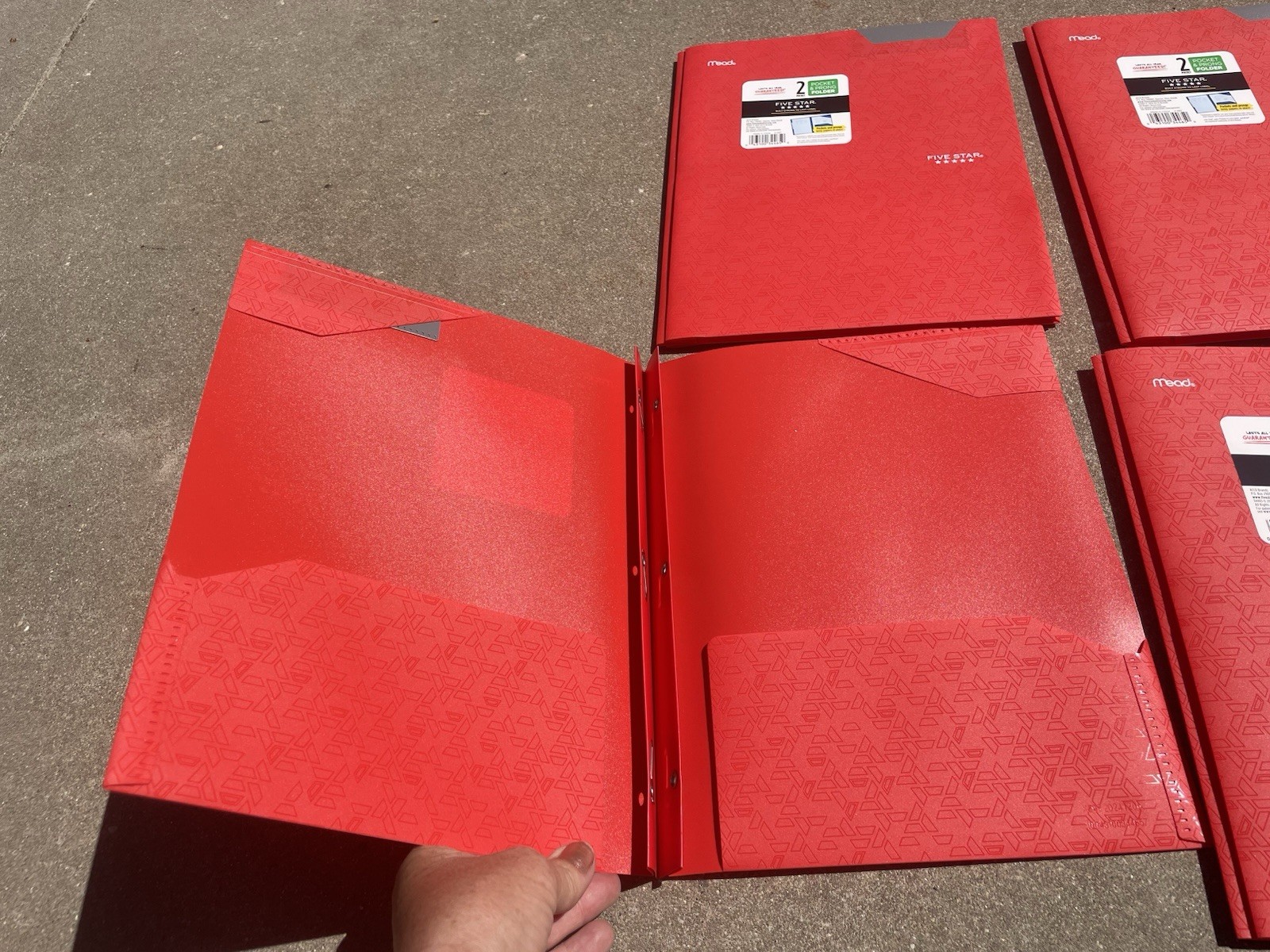 Mead Five Star 2-Pocket Folder with Prong Fasteners, Lot of 4-Red