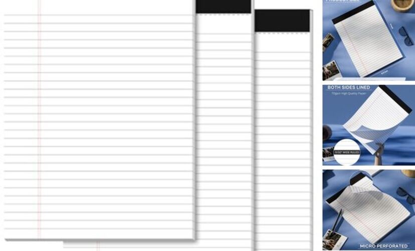 Legal Pads 8.5 x 11 Writing Pads, 3 Pack Note Pads 8.5×11 Wide Ruled White 3