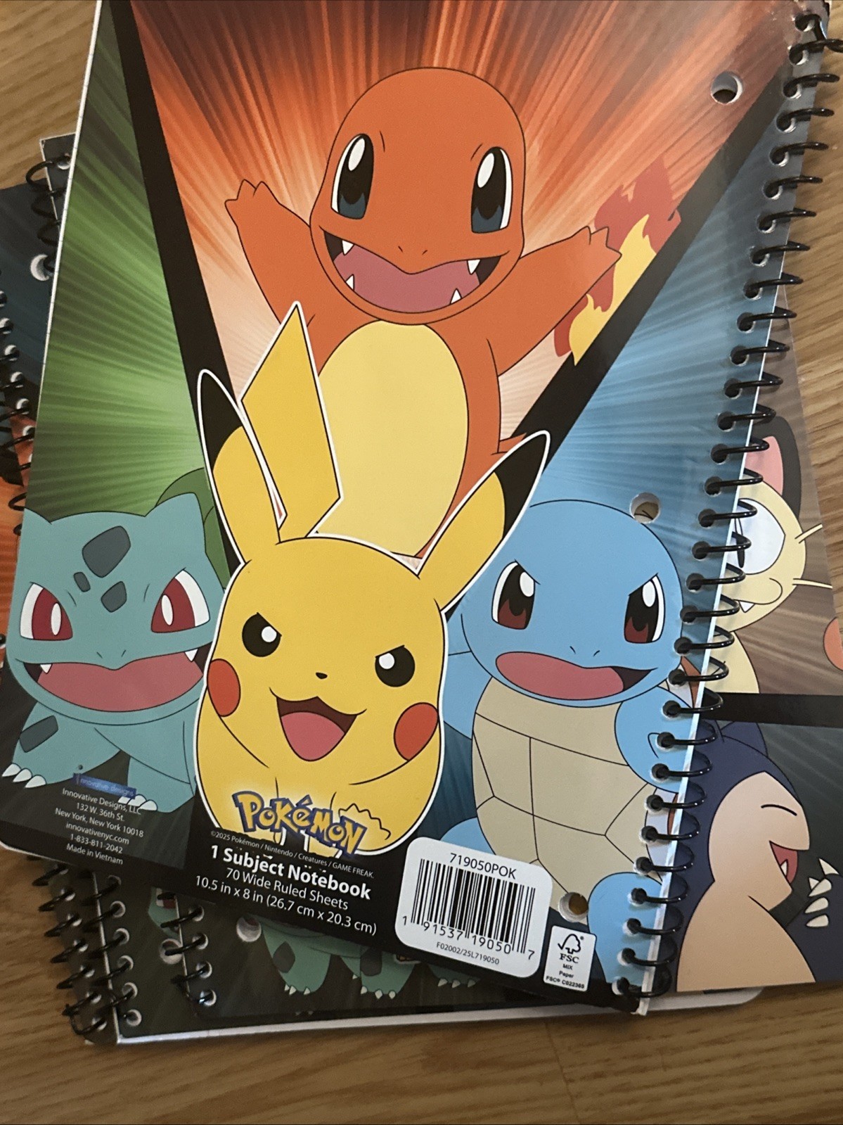 Lot 4 Pokémon Spiral Notebook with Pikachu & Characters Brand New