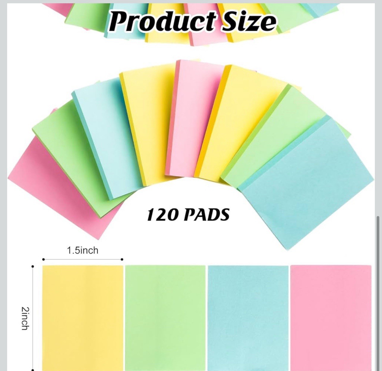 120 Pads Sticky Notes Bulk 1.5 x 2 Inch Mini Self Stick Note Small Assorted B…
