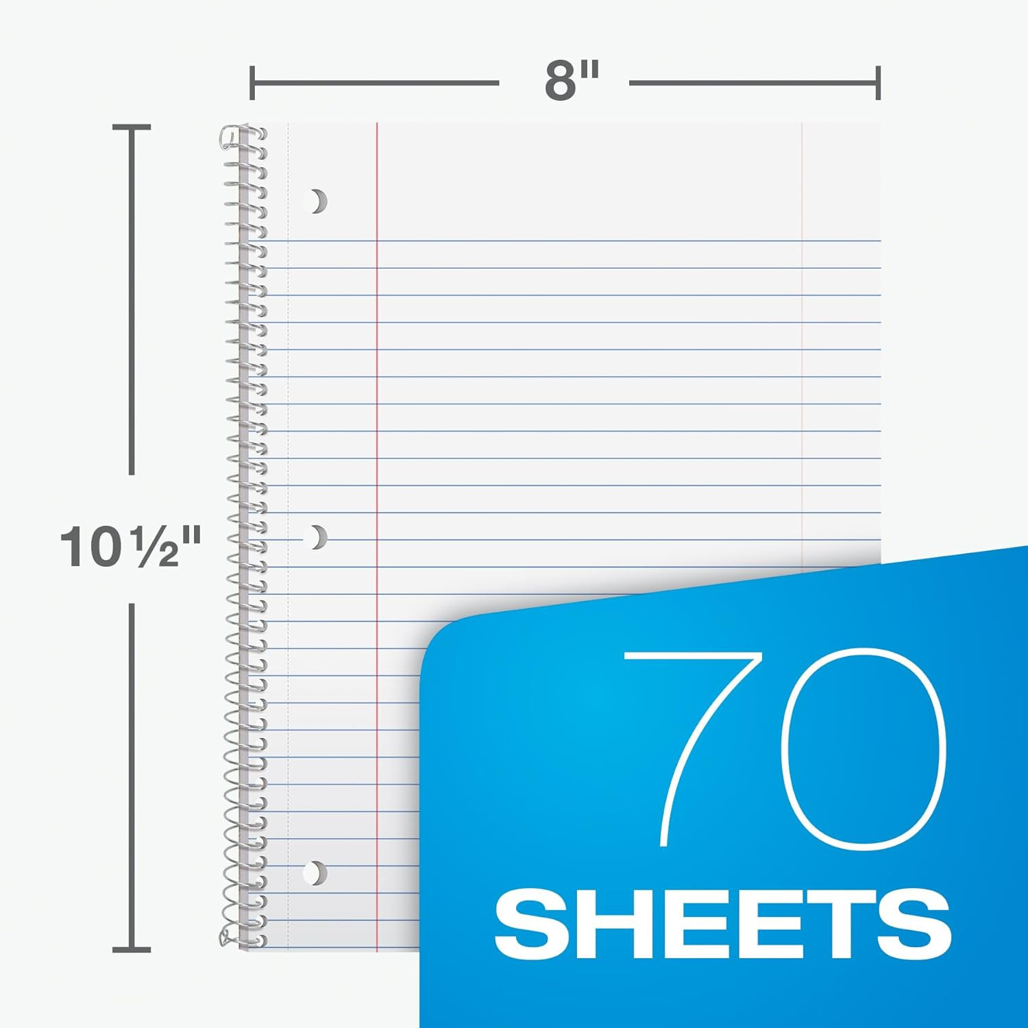 6 Pack Wide Ruled Spiral Notebooks 70 Sheets 1 Subject School Pastel Colors