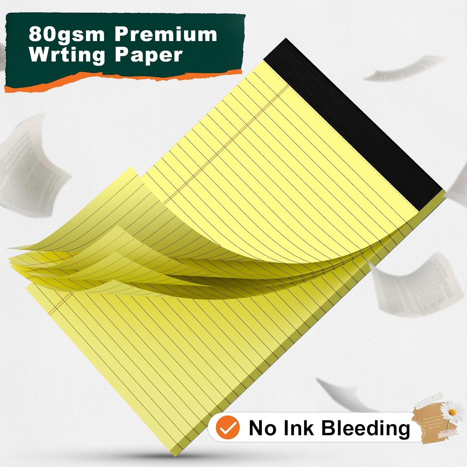 Pads 8.5 x 11 Yellow Writing Pads Wide Ruled Note Pads 8.5 x 11 Lined Double
