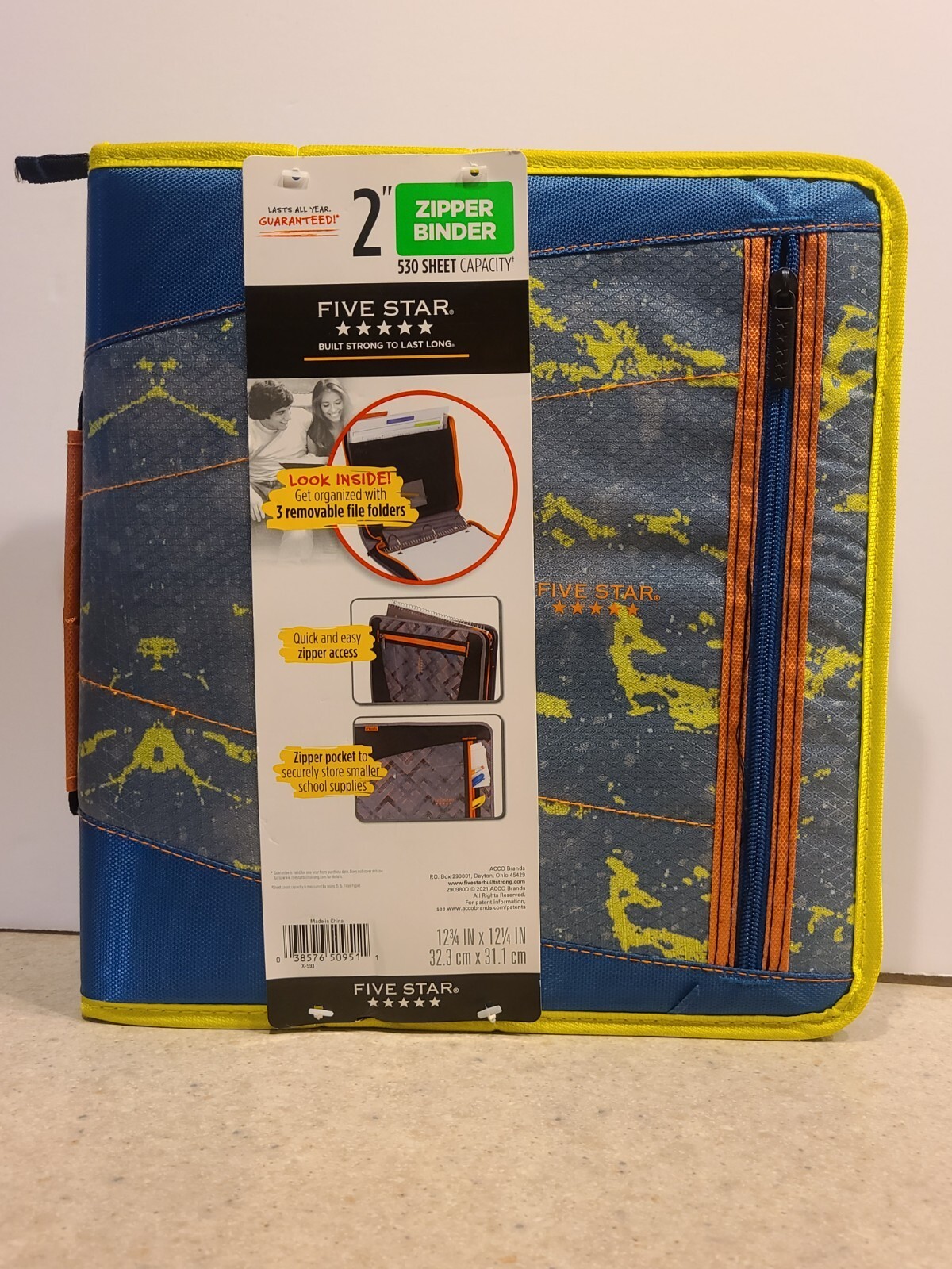 Five Star 2″ Zipper Binder 530 Sheet Capacity 3 Ring Binder GREY GRAY MARBLE NEW