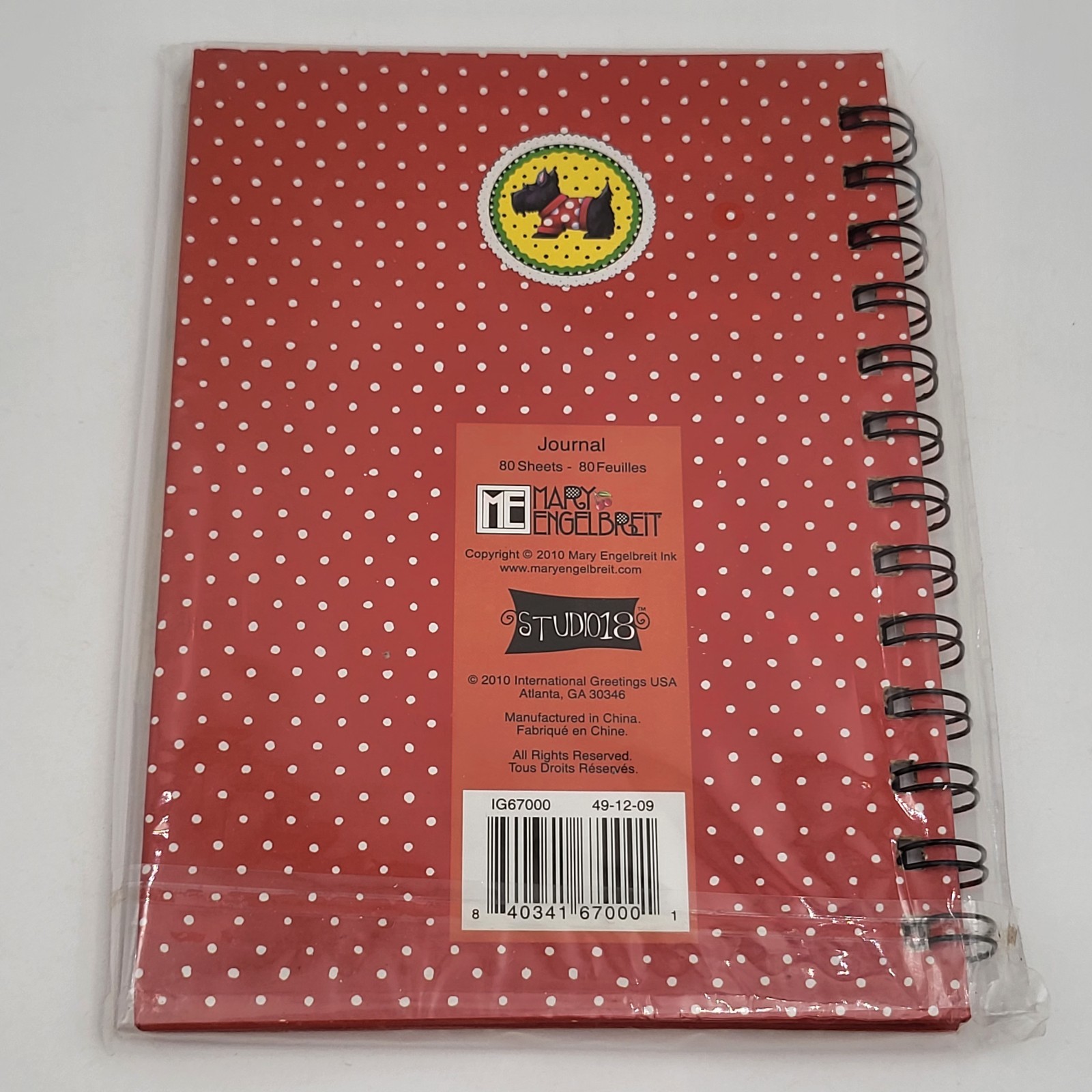 2010 Mary Engelbreit Spiral Notebook Scottie Dog Journal &2 Dimensional Stickers