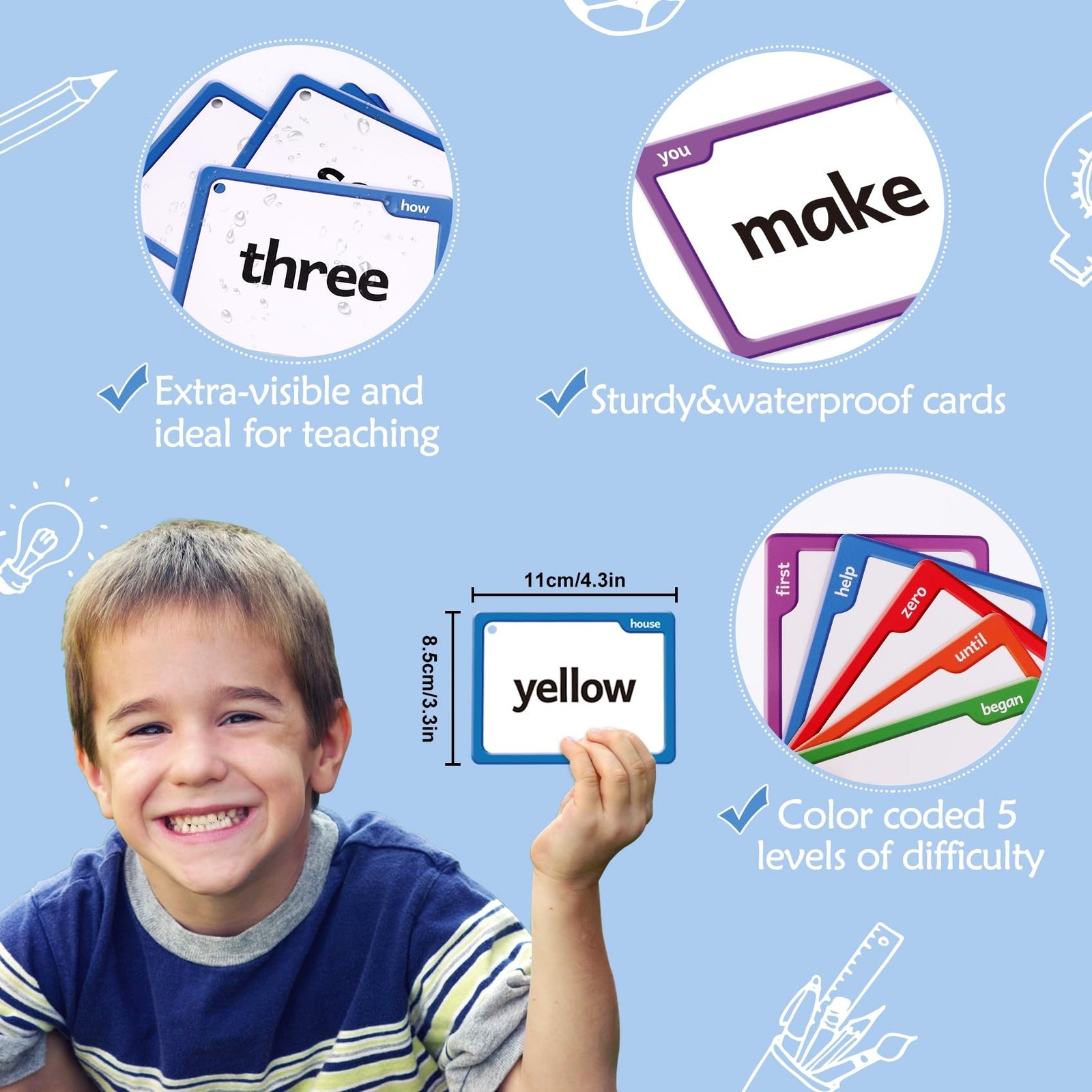 Torlam 520 Sight Words Flash Cards Kindergarten Homeschool Supplies with Card…