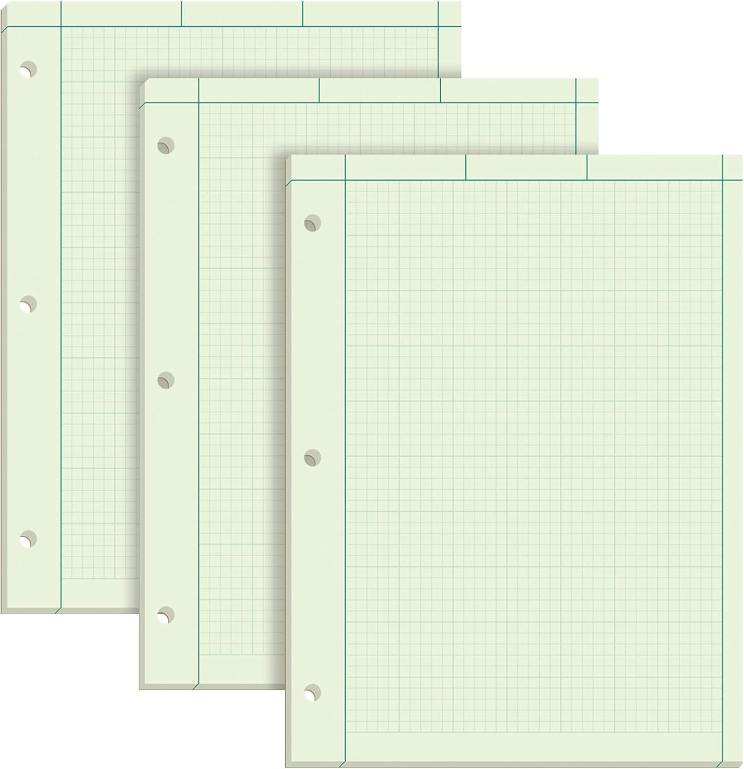 Engineering Notebooks, Graph Notebooks, 3 Pk Quad Ruled Pad, 8-1/2″ X 11″, Glue